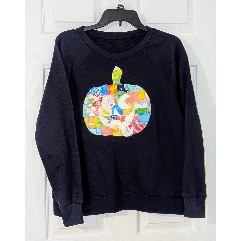 Halloween Pumpkin Sweatshirt Patchwork Quilted Pr… - image 1